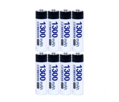 8 pcs DOUBLEPOW powerful rechargeable batteries AA 1300 mAh 1.2V Ni-Mh, 1500x charge