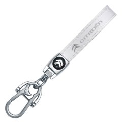CITROEN key fob, keychain white leather