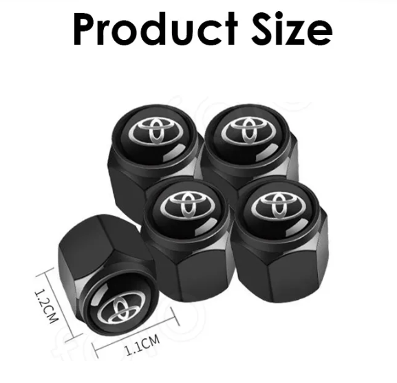 4 pcs TOYOTA valve caps, black valve covers