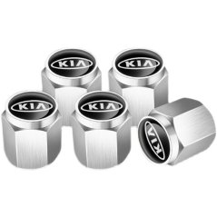 4 pcs KIA valve caps, valve covers silver/chrome
