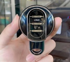 LUXURY key cover for BMW MINI cars black glossy/chrome