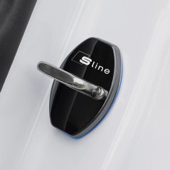 4 szt AUDI S LINE Osłona zamka drzwi- czarny błyszczący