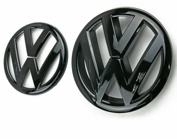 Volkswagen BORA 1998-2005 emblem foran og bagpå, logo (12,8cm a 9,3cm) - sort blank