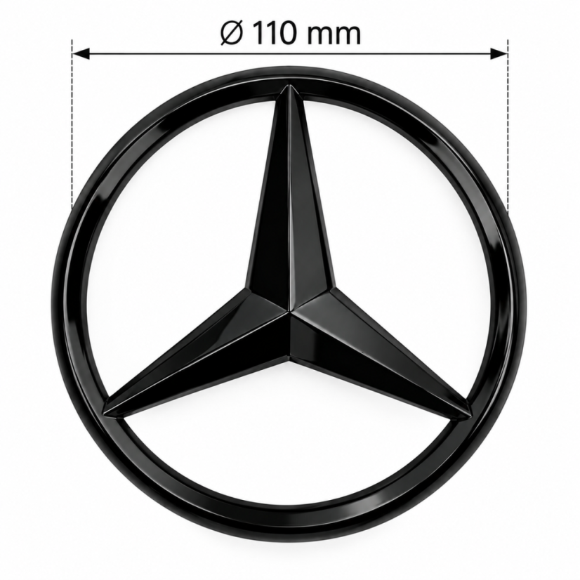Mercedes-Benz rear emblem A2037580058 for the trunk lid, designed for Mercedes-Benz C-Class W203, C-Class Estate S203, and C-Class SportCoupé CL203 models (2000–2008).
