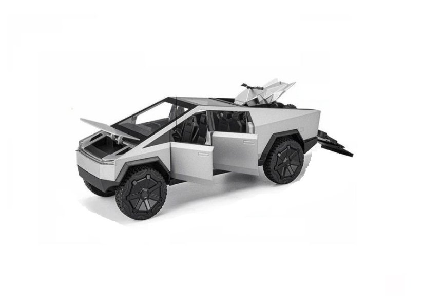 Cybertruck metalen model speelgoedquad op batterijen 1:32 zilver