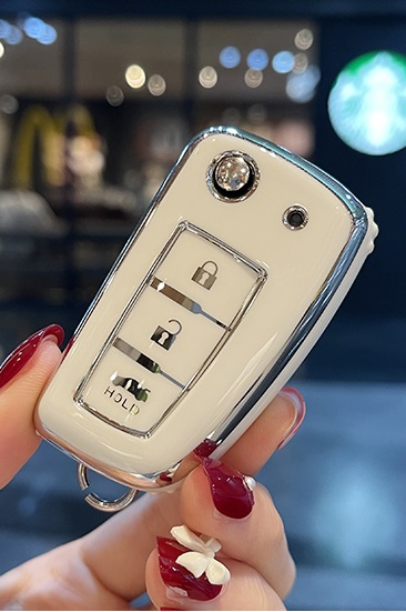 LUXURY key cover for NISSAN cars white glossy/Chrome