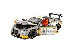 BMW M4 GTR kovinski model igrače luči baterije zvok 1:24 Siva