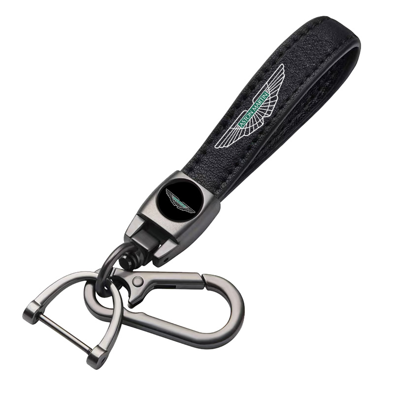 Aston Martin key fob, keychain black leather