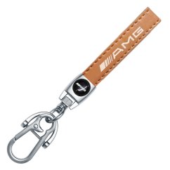 MERCEDES AMG key fob, keychain brown leather