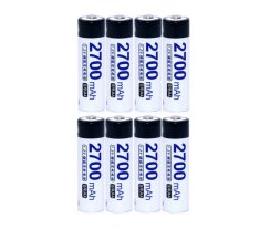 8 pcs DOUBLEPOW powerful rechargeable batteries AA 2700 mAh 1.2V Ni-Mh, 1500x charge