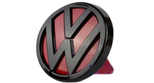 VW Golf 7 Emblema frontal e traseiro do, logo (11,2cm) - preto fosco com base vermelha