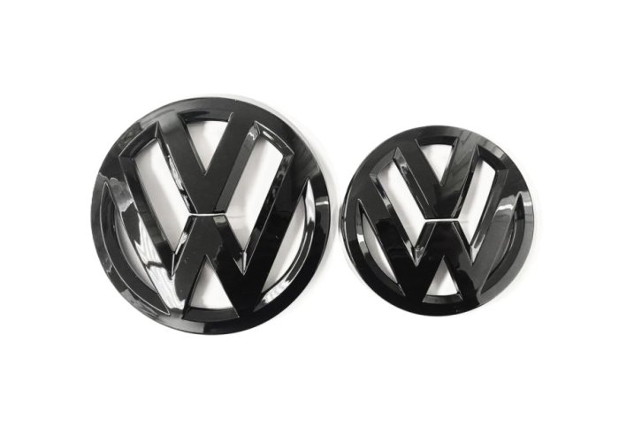 VW POLO V (2019-2020) insignă față și spate, logo (14 cm și 11,2 cm) - negru lucios