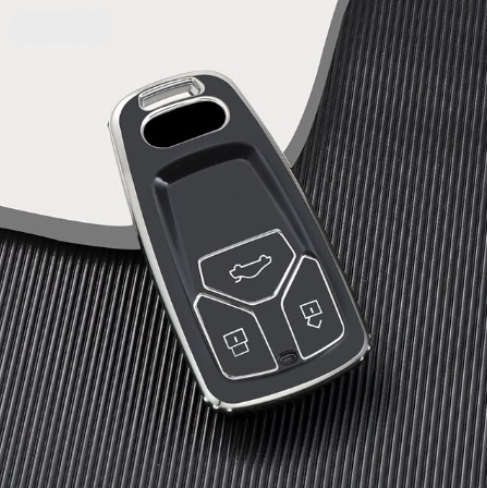 LUXURY key cover for AUDI cars black glossy/chrome