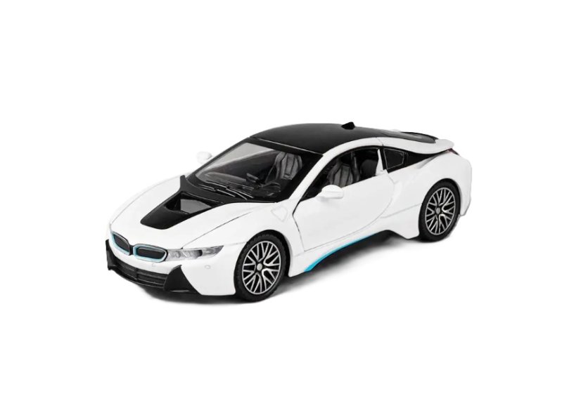BMW i8 metalen model speelgoedbatterijverlichting klinkt 1:32 Wit