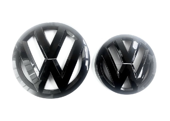 VW T-ROC (2018-2020) emblem foran og bagpå, logo (14cm og 11,2 cm) - blank sort