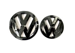 VW PASSAT B7 (2012-2016) front and rear emblem, logo (13,8cm and 11cm) - glossy black