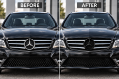 Gloss black front grille emblem for Mercedes-Benz E-Class and GLK-Class (2013–2019)