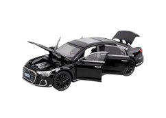 Audi A8 metalen model speelgoedbatterijverlichting klinkt 1:24 Zwart
