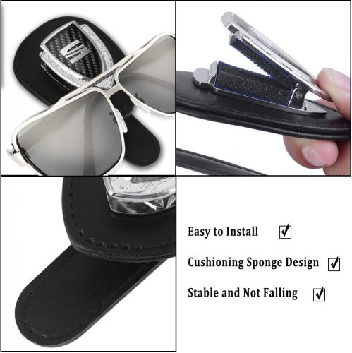 SEAT leather holder for glasses for the screen, holder for glasses - black leather