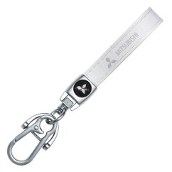MITSUBISHI key fob, keychain white leather