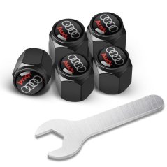 4 pcs AUDI valve caps, black valve covers