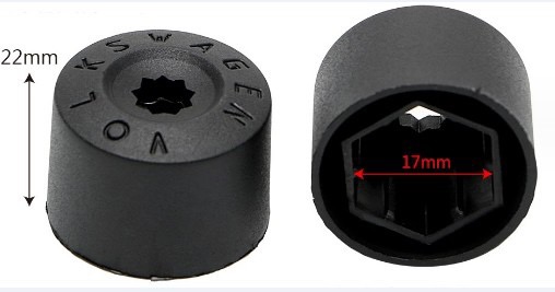 Bolt covers, for wheel bolts for VOLKSWAGEN cars 17mm, set of 20, black