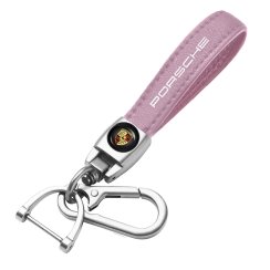 PORSCHE key fob, keychain, pink leather