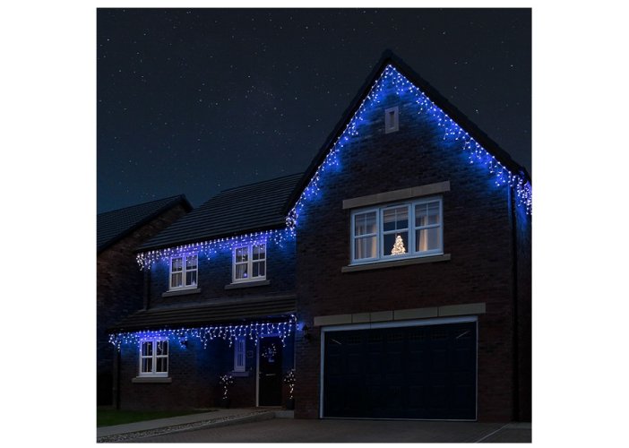 LUMA LED Weihnachtslichtregen, 630 LEDs 20m Stromkabel 5m IP44 Blau mit einem Timer