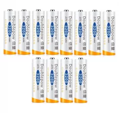 12 pcs DOUBLEPOW powerful rechargeable batteries AA 3200 mAh 1.2V Ni-Mh, 1500x charge