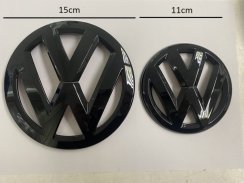 Emblema dianteiro e traseiro Volkswagen PASSAT CC 2013-2018, logotipo (15cm e 11cm) - preto brilhante