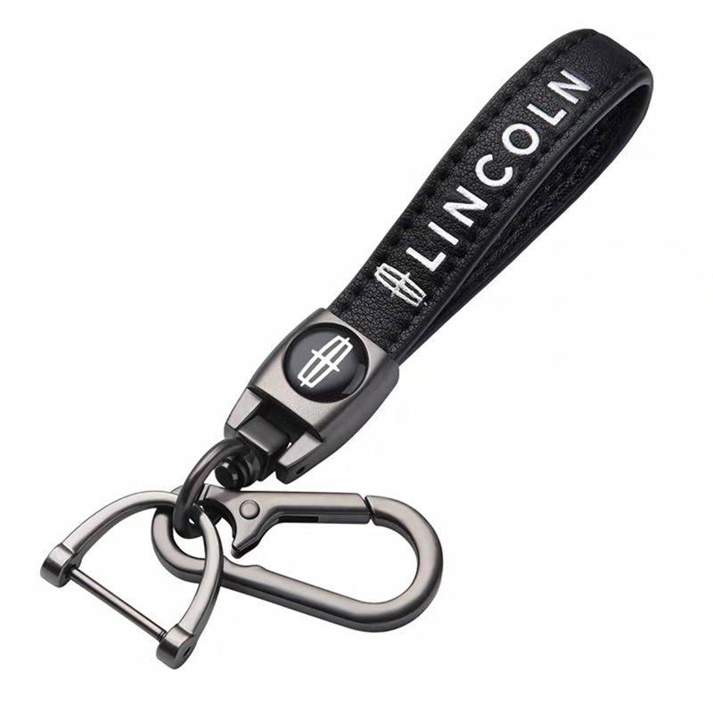 LINCOLN key fob, keychain black leather