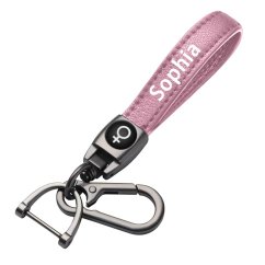 Sophia key fob, keychain, pink leather
