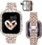 APPLE WATCH Band for Women Screen Protector Diamond Crystal Protective Case with Metal Band for iWatch Series 7/8 Rose Gold 41mm