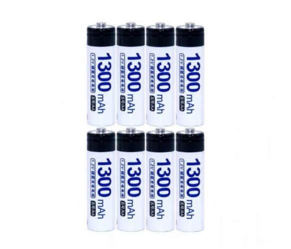 8 pcs DOUBLEPOW powerful rechargeable batteries AA 1300 mAh 1.2V Ni-Mh, 1500x charge