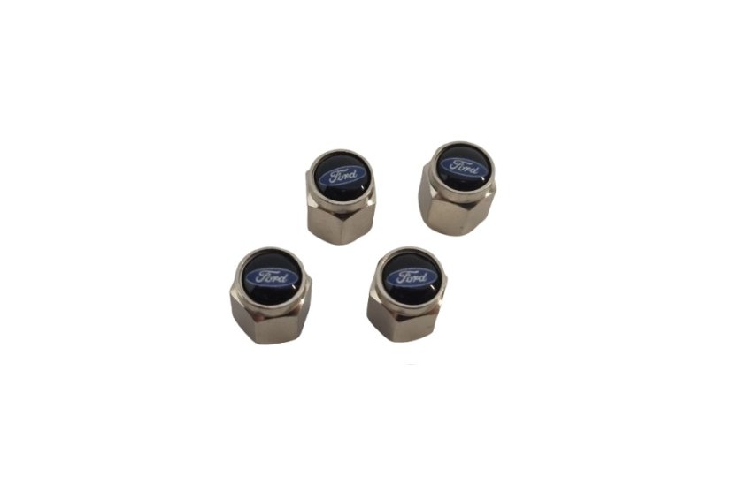 4 pcs FORD valve caps, valve covers silver/chrome