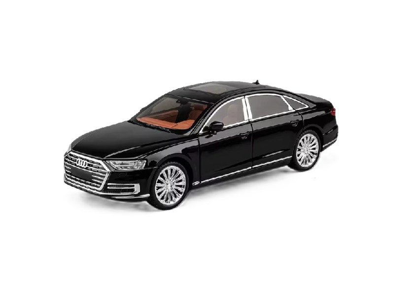 Audi A8 metalen model speelgoedbatterijverlichting klinkt 1:24 Zwart