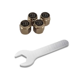 4 pcs MERCEDES BENZ BRABUS valve caps, valve covers silver/chrome