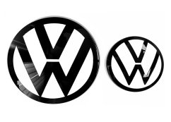 VW JETTA (2006-2011) emblem foran og bagpå, logo (15,4cm a 10,4cm) - spejl hvidt