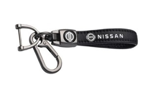 NISSAN key fob, keychain black leather