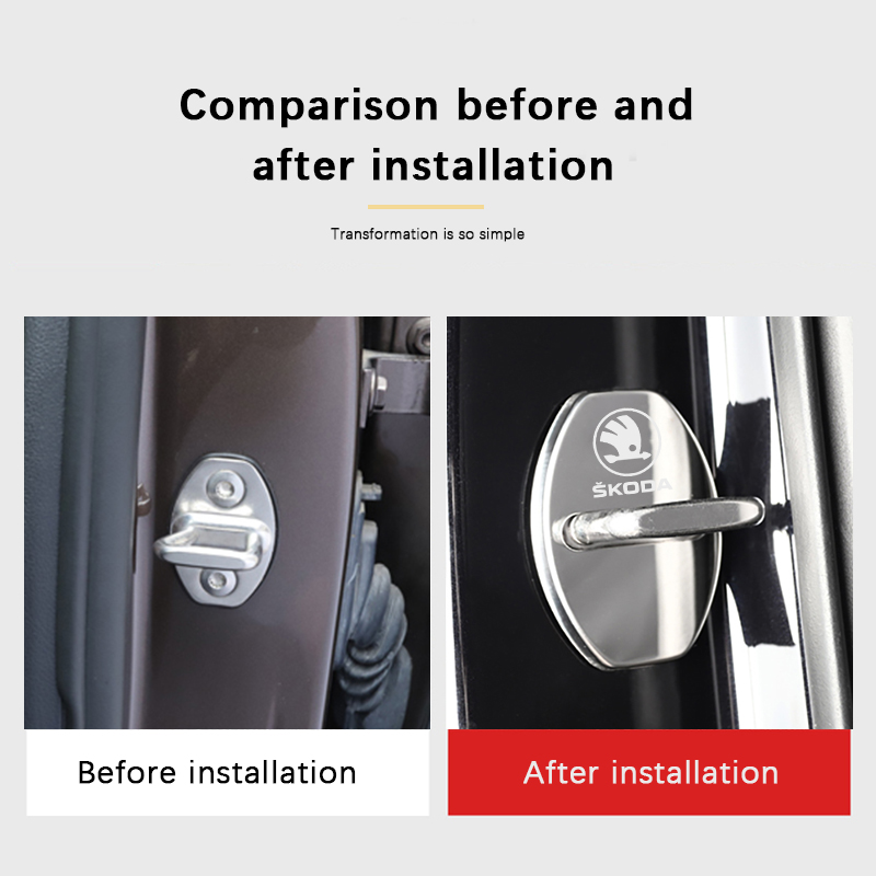 4 pcs ŠKODA Protective cover for the door latch- silver
