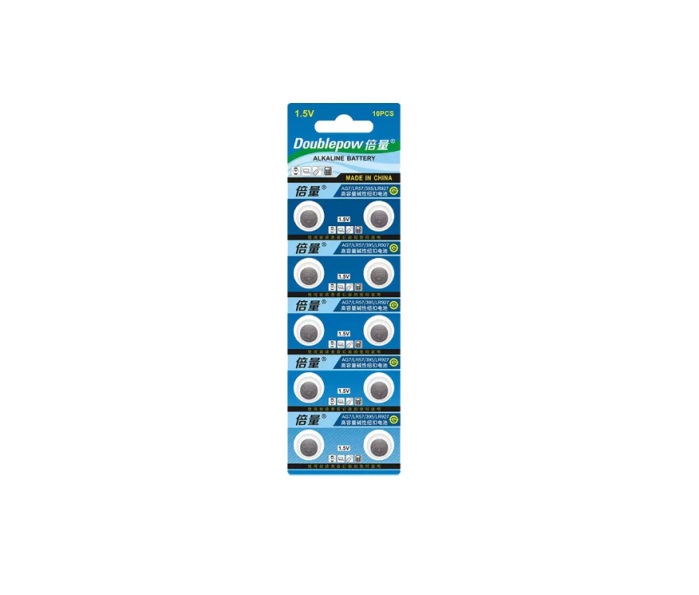 10x DOUBLEPOW AG7 LR57 1.5V alkaline batteries