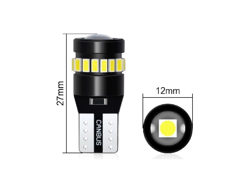 Car bulbs with LED backlight T10 12V 18SMD-3030 + 3014 CSP Canabus 400LM Blue