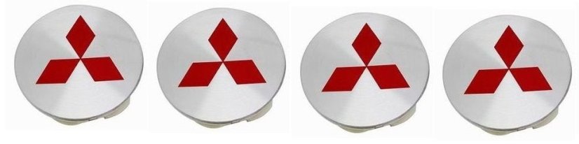4pcs Wheel center caps MITSUBISHI 58mm silver red C1006K58
