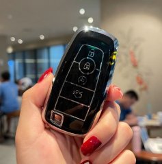 LUXURY key cover for FORD cars black glossy/chrome