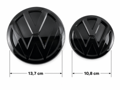 VW GOLF 7.5 (2017-2020) sprednji in zadnji emblem, logotip (13,7cm a 10,8cm) - sijajno črna (zamenjava)