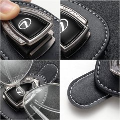 AUDI leather holder for glasses for the screen, holder for glasses - black leather-KOPIE
