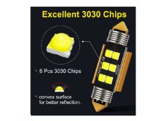 Autolampen met LED-achtergrondverlichting 36mm 12V C5W-6SMD-3030 Canbus 150LM Wit