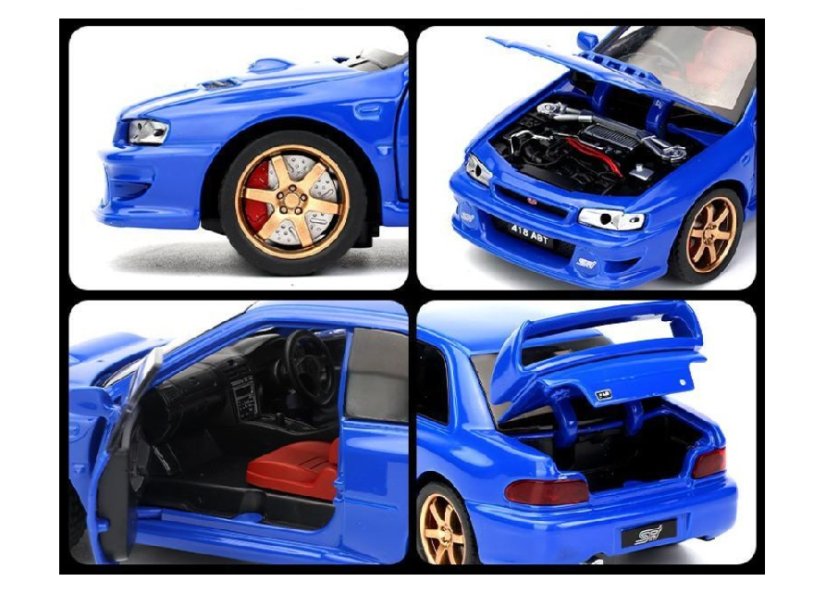 Subaru Impreza WRX STI 1992-2000 metalen model speelgoedbatterijverlichting klinkt 1:32 Blauw