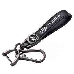 HYUNDAI key fob, keychain black leather