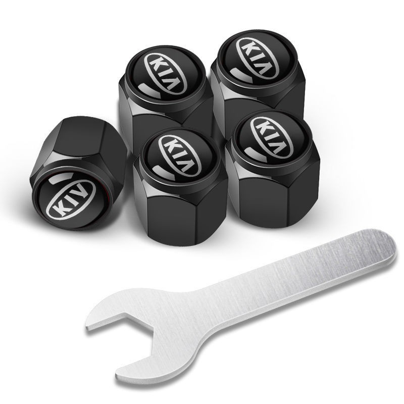 4 pcs KIA valve caps, black valve covers